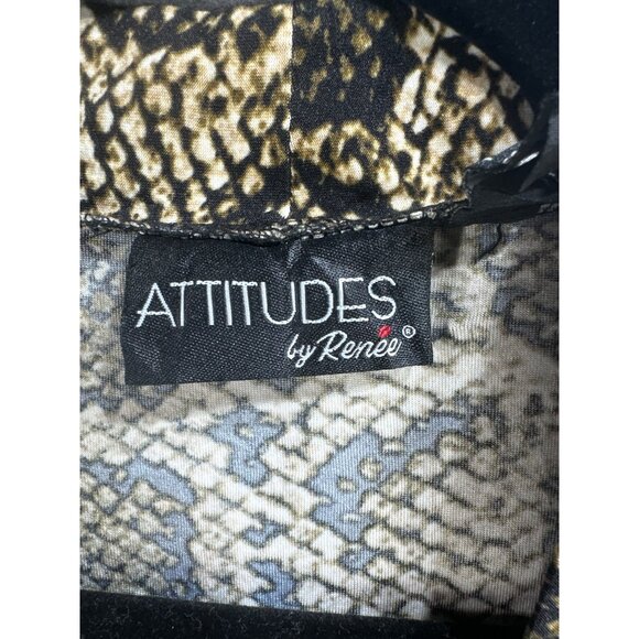 Womens Snake Print Kimono Jacket Attitudes By Renee Open Front Relaxed Fit - Picture 3 of 7